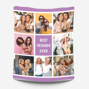 Girly 8 Photo Collage Best Friends Ever Purple Fleece Blanket