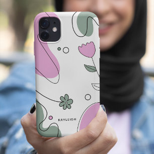 Girly Abstract Botanical Drawing & Shapes iPhone 11 Case