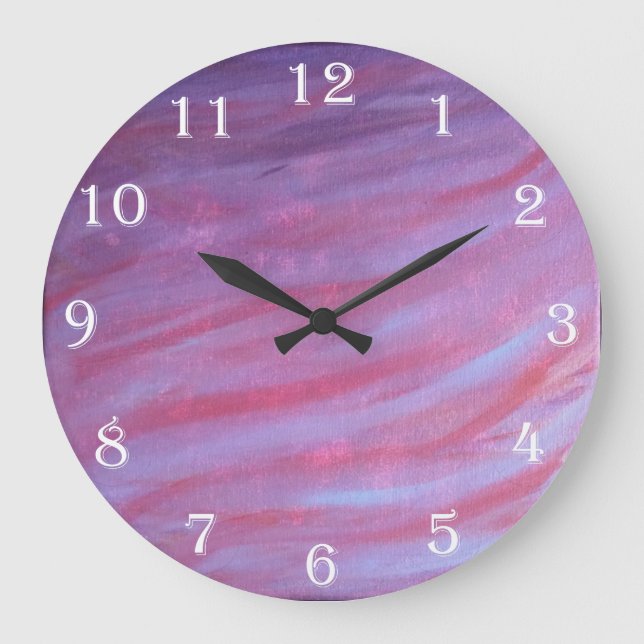 Girly Abstract | Feminine Pink Purple Cute Zebra Large Clock (Front)