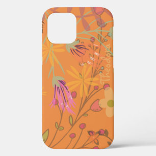 Girly Abstract Gold Leaf Colourful Flower iPhone 12 Case