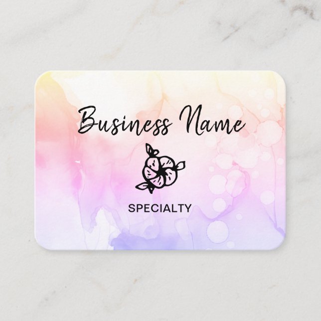 *~* Girly Abstract Ombre Pastel Peach Logo QR code Business Card (Front)