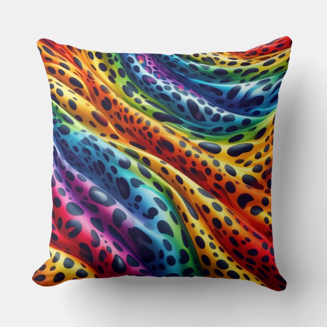 Girly Accents | Rainbow Leopard Print Cushion (Front)