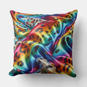 Girly Accents   Rainbow Leopard Print Cushion