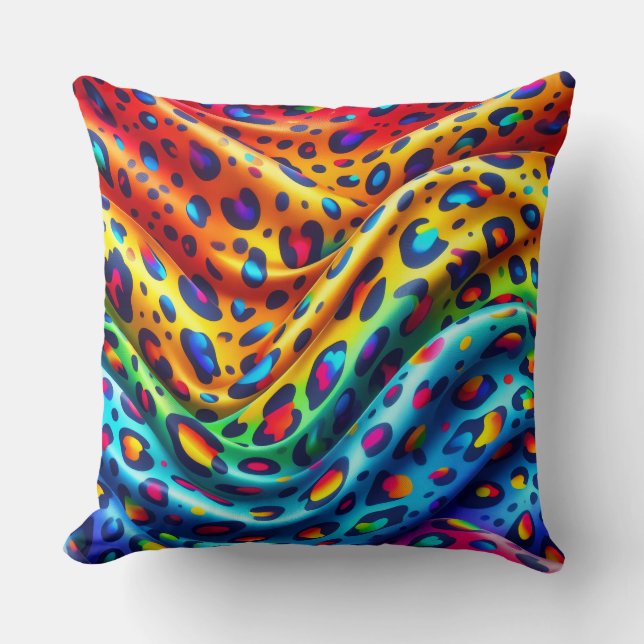 Girly Accents | Rainbow Leopard Print Cushion (Front)