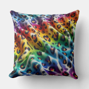 Girly Accents   Rainbow Leopard Print Cushion