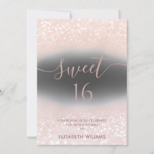 Girly adorable rose gold glittery  ombre invitation
