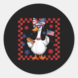 Girly American Silly-goose 4th Of July Usa Flag Pa Classic Round Sticker