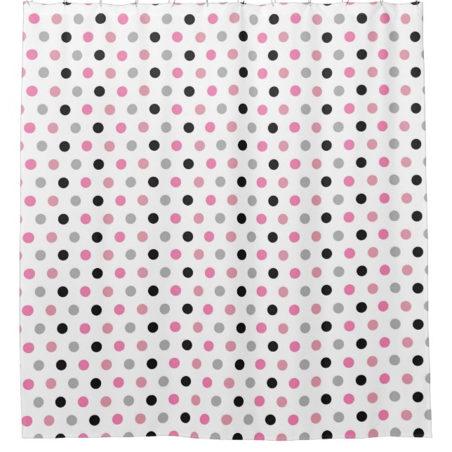 Girly and Cute Pink and White Polka Dots Shower Curtain (Front)