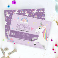Girly and Cute Purple Unicorn Couples Baby Shower