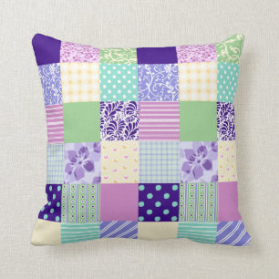 Girly and Fresh Pattern Squares Vector Quilt Cushion