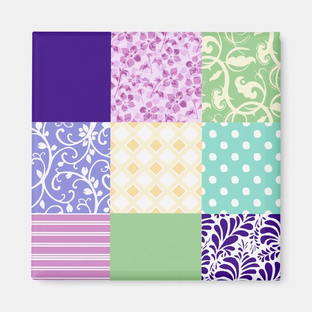Girly and Fresh Pattern Squares Vector Quilt Magnet (Front)