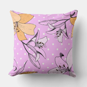 Girly and lovey pinky lily floral cute vintage ink cushion