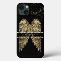 Girly Angel Wings Gold Sparkle Diamond Jewels Chic