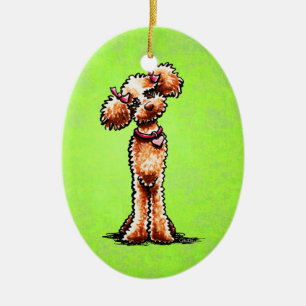 Girly Apricot Poodle Off-Leash Art™ Ceramic Ornament