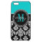Girly Aqua Black Damask Your Monogram Name