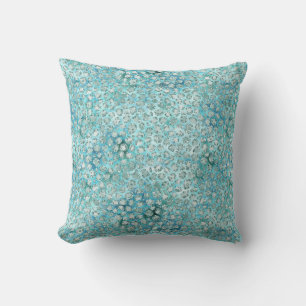 Girly Aqua Blue Glitzy Glam Glitter Leopard Print Cushion