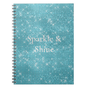 Girly Aqua Blue Glitzy Sparkle Notebook
