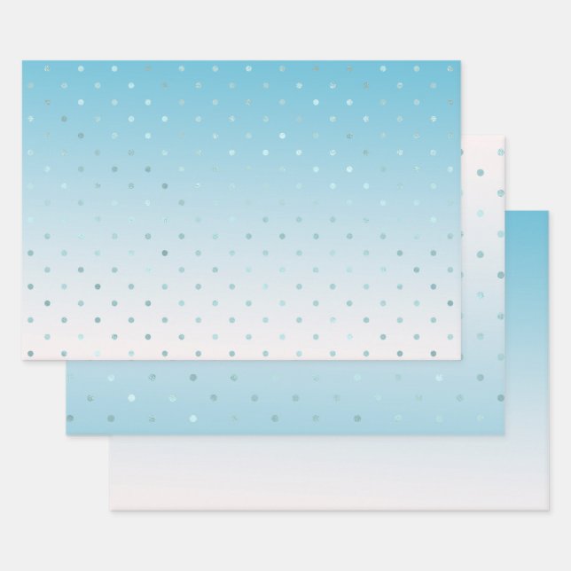 Girly Aqua Glam Dots           Wrapping Paper Sheet (Set)