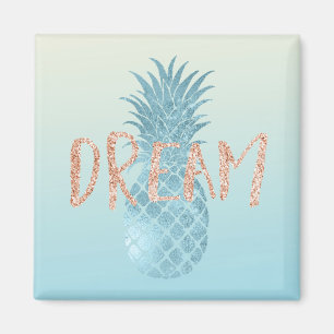 Girly Aqua Glam Tropical Pineapple Pink Dream     Magnet