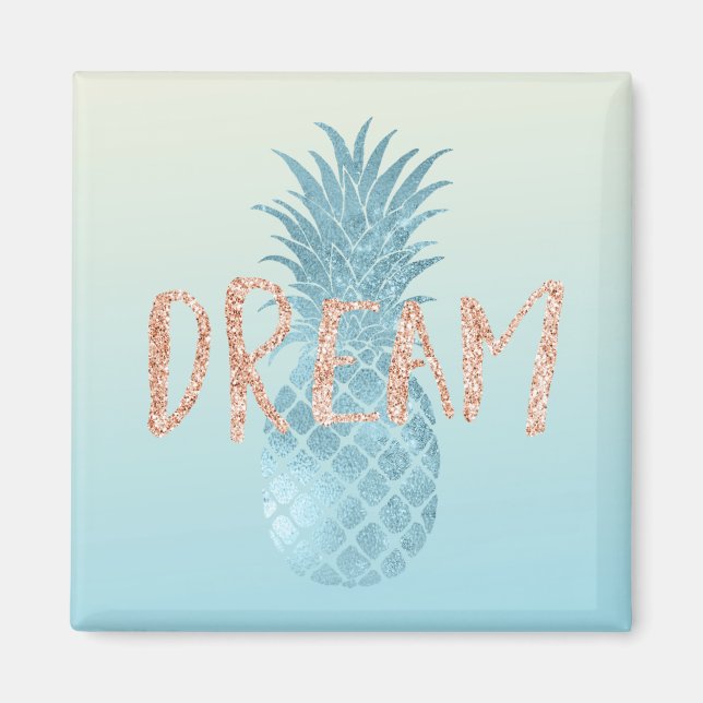 Girly Aqua Glam Tropical Pineapple Pink Dream     Magnet (Front)