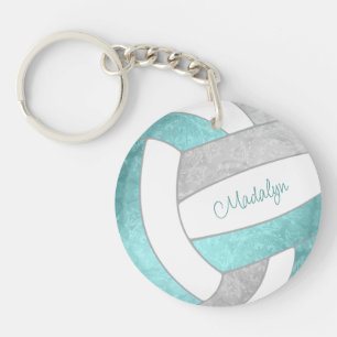 girly aqua grey keepsake volleyball gifts key ring