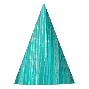 Girly Aqua Mint Tinsel Stripes Birthday Party Hat