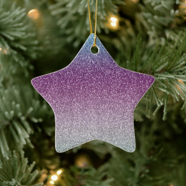 Girly Aqua Purple Mint Pink Glitter ombre Ceramic Ornament (Tree)