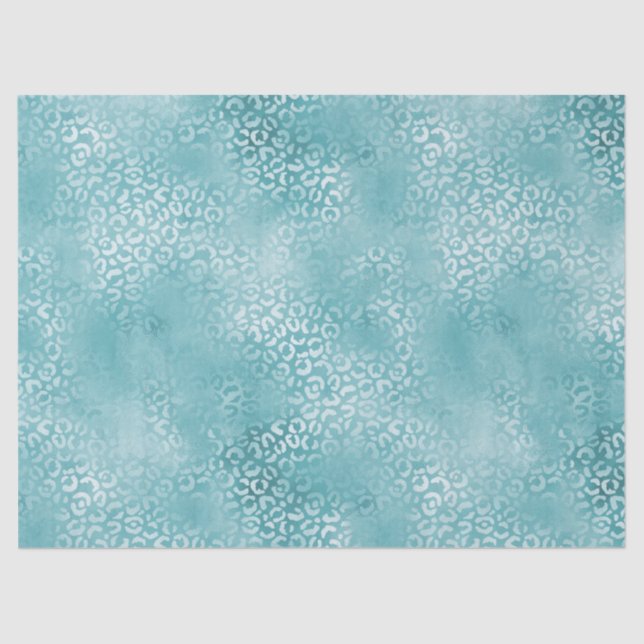 Girly Aqua Turquoise Leopard Print Tissue Paper (Front)