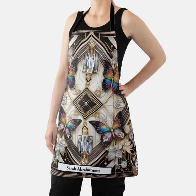Girly Art Deco Rainbow Butterfly Apron (Insitu)