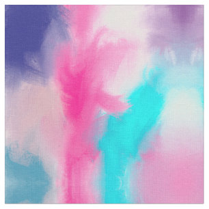 Girly Artsy Neon Modern Abstract Brushstrokes Art Fabric