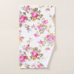 Girly aurora pink gold country boho floral hand towel