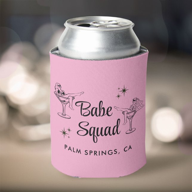 Girly Babe Squad Pink Bachelorette Party Can Cooler (Creator Uploaded)