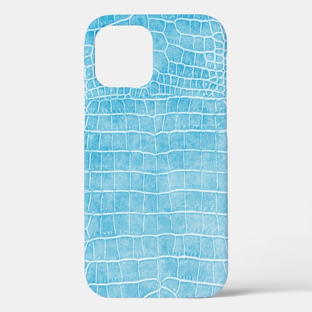 Girly Baby Blue Faux Crocodile Leather Case-Mate iPhone Case (Back)