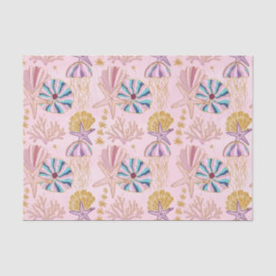 Girly Baby Pink Under the Sea Glittery Tissue Paper