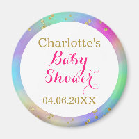 Girly Baby Shower Colourful Unicorn Gold Glitter