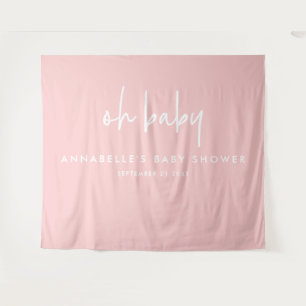 Girly baby shower pink modern unique typography ta tapestry