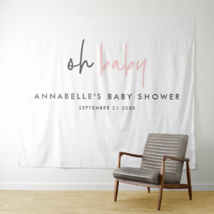 Girly baby shower pink modern unique typography tapestry