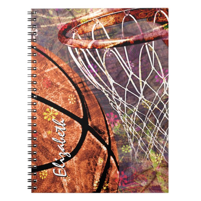 Girly Basketball personalised  Notebook (Front)