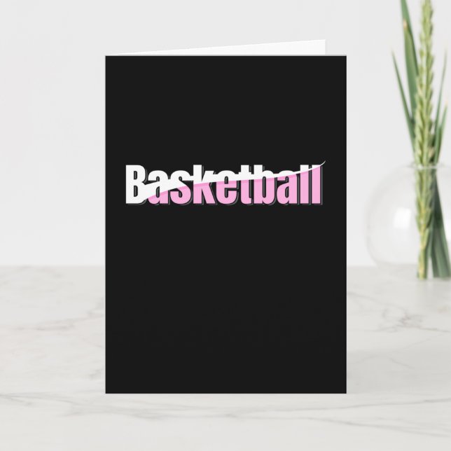 Girly Basketball Player Pink Typography Card (Front)