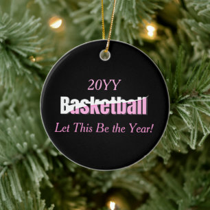 Girly Basketball Player Pink Typography Ceramic Ornament