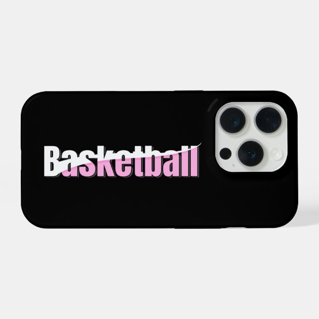 Girly Basketball Player Pink Typography iPhone Case (Back Horizontal)