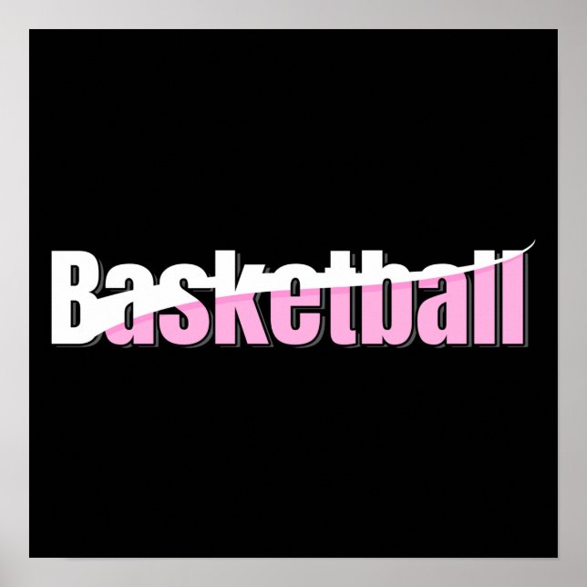 Girly Basketball Player Pink Typography Poster (Front)