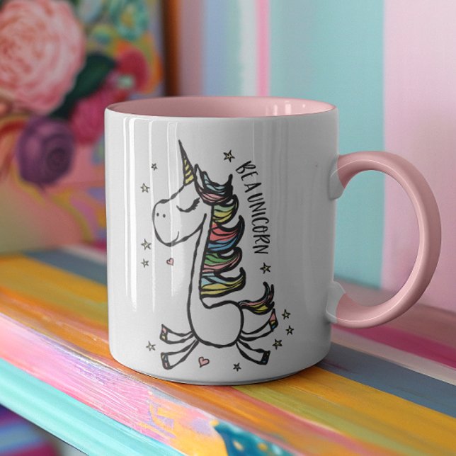 Girly Be a Unicorn Novelty Motivational Quote Mug (We can't think of a better way for you to express your inner magic in the morning and start your day)