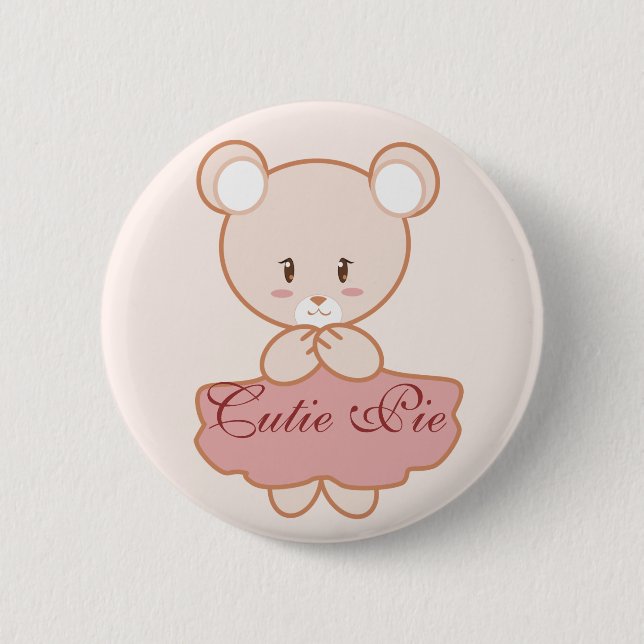 Girly Bear 6 Cm Round Badge (Front)