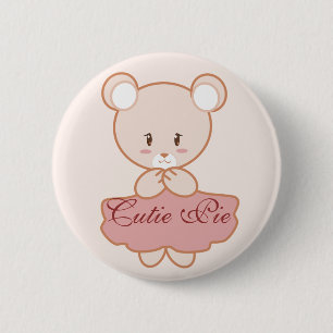 Girly Bear 6 Cm Round Badge