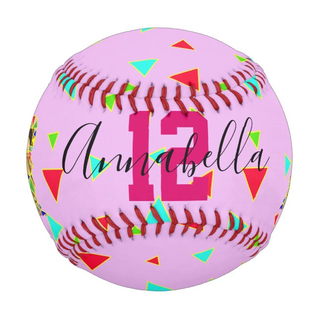 Girly bear Softball School  Baseball (Front)