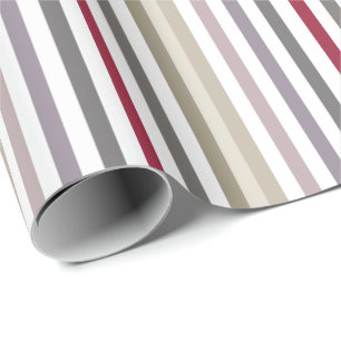 Girly Beige and Red Big Horizontal Stripes Pattern Wrapping Paper