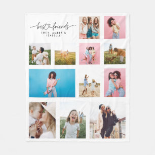 Girly besties mult photo best friend modern simple fleece blanket