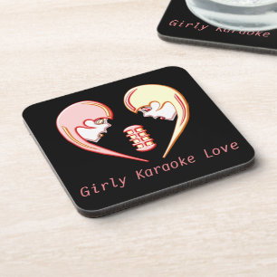 Girly BFF Karaoke Love Heart Coaster