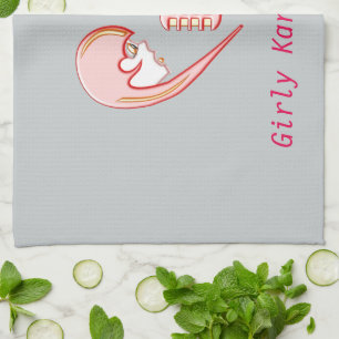 Girly BFF Karaoke Love Heart Tea Towel